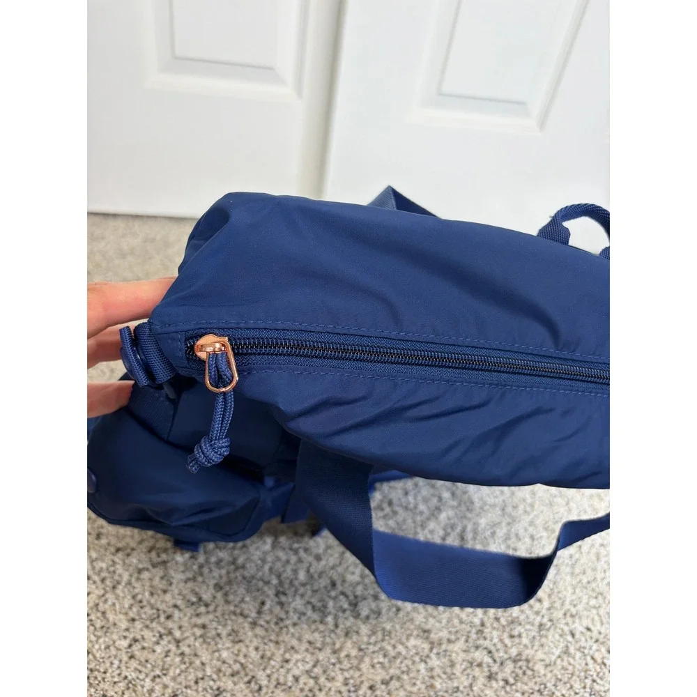 Adidas Saturday 2 Tote Bag Backpack Training Blue Rose Gold Zip Sporty 24L EUC - Picture 4 of 7
